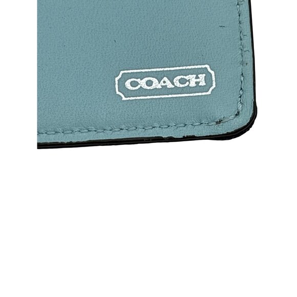 Coach Signature Womens Slim Wallet Navy & Light Blue Card Holder - Picture 5 of 6